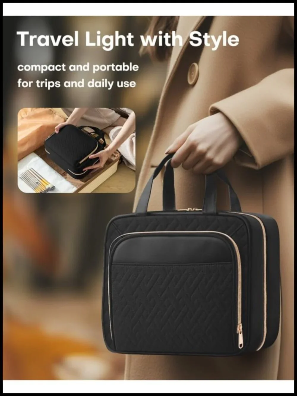 Hanging Travel Toiletry Bag with Multiple Pockets, Waterproof Hook